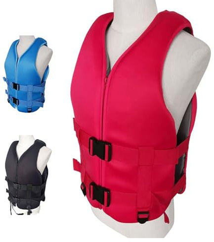 Generico Giubbotto Salvagente per Adulti E Bambini, Giubbotto Salvagente Regolabile Unisex Neoprene, Giubbotto Salvagente Adulti per Sport Acquatici Estivi, SUP, Kayak, Pesca,Rosso,L