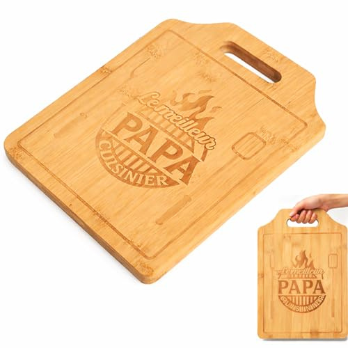 LEIIERUY Tagliere da Cucina in bambù 31x22 cm inciso, Regalo Personalizzato per papà, Tagliere Rettangolare Naturale per Cucina e Barbecue, Idea Regalo per la Festa del papà
