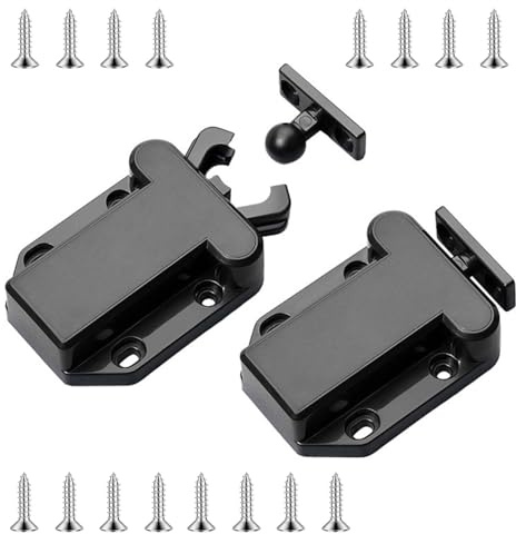 QZKJQDD 2 PCS Touch Release Catch Latch Cupboard, Push to Open Catch Lock, Push to Open Door Catches, ABS Push Latch for Cupboard and Drawer