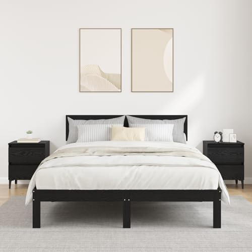 RMIHSJG Bett-Nachttische 2 Stück Schwarz Eiche 40x35x50 cm aus Sandwichplatten mit Stauraum und robuster Holz Metall Konstruktion fürs Schlafzimmer