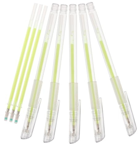 Hautmarkierungsstift mit 3 Nachfüllminen aus Kunststoff für Augenbrauen | Beauty Tattoo Pen, 5 Stück für Anfänger, Fluoreszierend Grün, zum Präzisen Vorzeichnen
