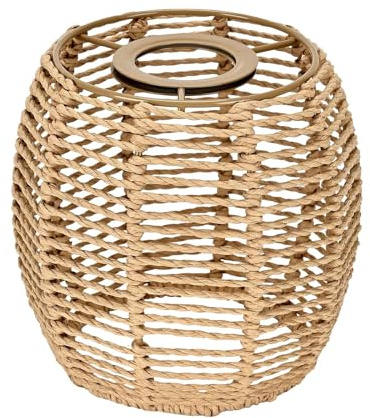 Sharplace Rattan-Lampenschirm Korb-Lampenschirm für Hängelampe, Deckenlaternenabdeckung, Kronleuchterabdeckungen, Boho-Hängelampenschirm für Café, Wohnzimmer, Flur, Küchentisch, Hochzeit, 15 x 15,5 cm