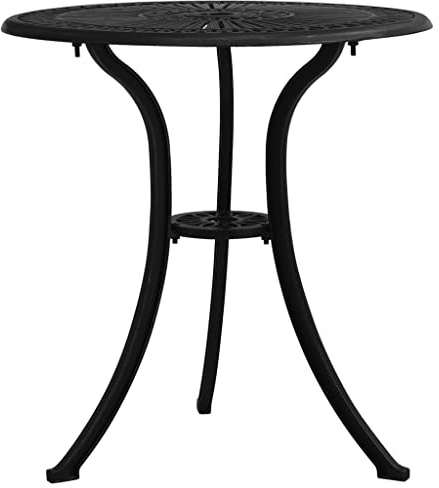 RMIHSJG Gartentisch Schwarz 62x62x65 cm Aluminiumguss mit Schirmloch und stabilem Dreibein-Design für Terrasse Gartenmöbel Outdoor Tisch