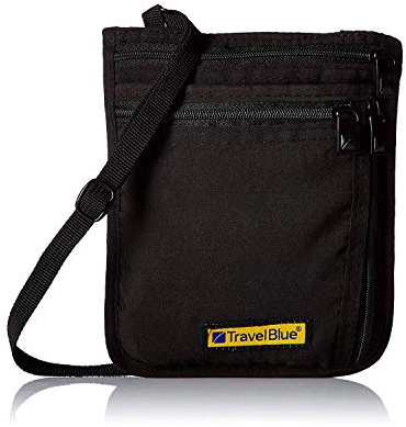 Travel Blue Brusttasche Brustbeutel Schwarz Unisex Enganliegend Leicht Reisegeldbeutel Sicherheits-Geldbeutel für Sport, Reisen und Festivals für Damen & Herren