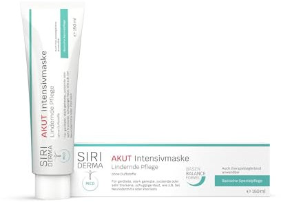 SIRIDERMA AKUT Intensivmaske | Akutpflege mit Zink für sehr trockene oder gereizte Haut | Bei Neurodermitis, Psoriasis (ohne Parfum, 150 ml)