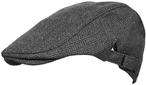 TOSKATOK Herren Schirmmütze Kariert Wollmischung Tweedkappe Flach