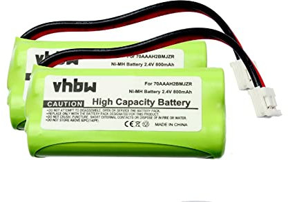 vhbw 2X Akku kompatibel mit VTech EMBARQ eGO, ip-8300, DS63224, DS6322-4, ip8300, DS6322-3 schnurlos Festnetz Telefon (800 mAh, 2,4 V, NiMH)