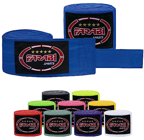 Farabi Sports Kinder Boxing Bandage 2,5 Meter lang boxbandagen - Box Bandages mit Paar für MMA, Muay Thai, Training, Kickboxen und Kampfsport