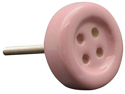 Nicola Spring Ceramic Cupboard Drawer Knobs - Button Design - Pink - Pack of 24