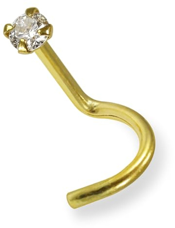 Monster Piercing 18K Gold Echtgold | Nasenpiercing Nasenstecker Stud | Kristallstein | Stabstärke: 20G (0,8 mm) | Stablänge: 7mm | Steingröße: 2mm | Hypoallergen