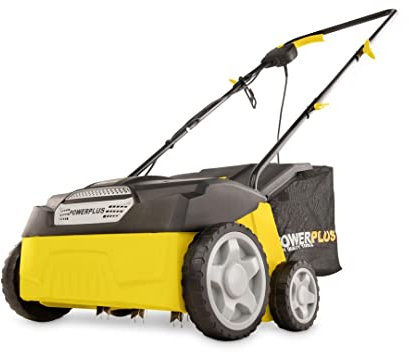 Powerplus Scarificateur Gazon Électrique POWXG7513-1400 W et Largeur de Coupe de 320 mm, 2-en-1 Aérateur et Scarificateur Électrique pour votre Jardin