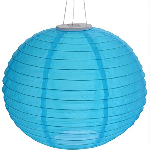 Solar Lampion OVAL - LED Gartenbeleuchtung mit Akku - Dekobeleuchtung Partybeleuchtung blau