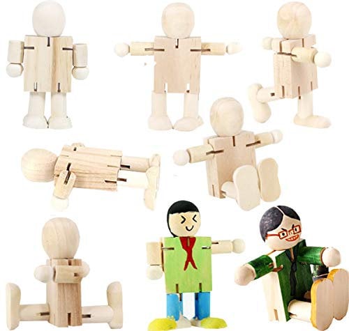 Liuer 8PCS Figuren Holzfiguren, Dekoration DIY Figuren Deko zum Basteln Holz Puppen Holzpuppen zum Bemalen Kegel Figurenkegel Holzkegel Handwerk Tischdeko Hochzeits Baum Anhänger(Einstellbar Form)
