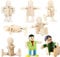 Liuer 8PCS Figuren Holzfiguren, Dekoration DIY Figuren Deko zum Basteln Holz Puppen Holzpuppen zum Bemalen Kegel Figurenkegel Holzkegel Handwerk Tischdeko Hochzeits Baum Anhänger(Einstellbar Form)