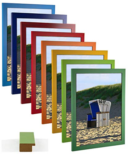 myposterframe Bilderrahmen 20 x 30 cm Juno Bunt Größen Wahl Froschgrün mit Kunstglas klar 1 mm