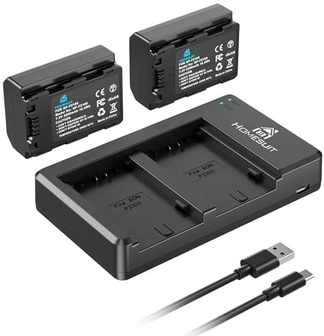 Homesuit NP-FZ100 Akku 2280mAh und Dual Ladegerät für Sony ZV-E1 FX3 FX30 A7RIII A7RV A7RIV A7SIII A7III A7IV A7C A7CII A6600 A6700 Alpha A1 A9 A9II A9III 9R A9R 9S Kameras (2er-Pack)