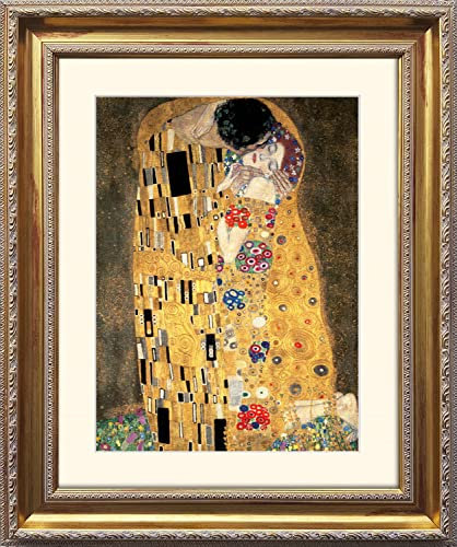 artissimo, Grand-Masters, Kunstdruck in Barock-Rahmen gerahmt, 53x63cm, AG4661, Gustav Klimt: The Kiss Detail, / Der Kuss, Bild mit Rahmen und Passepartout, Wandbild, Poster, Wanddekoration