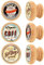 Lashuma 6 teiliges Griff Set Möbelknöpfe, Holz Schubladenknöpfe Ø 4 cm, Vintage Kommodenknaufe Rund, Motiv: Lunch