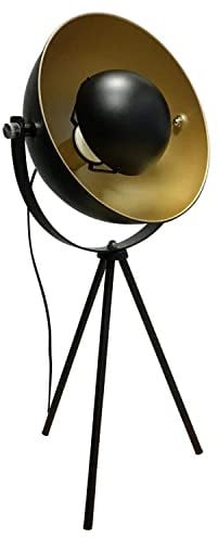 firstchoicelighting Tripod Table Lamp or Bedside Light Retro Design Tripod Light Industrial Lamp with Dome Shade Black Height 64cm LED Compatible