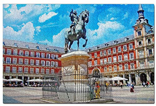 Spanien Bürgermeisterplatz Madrid Puzzle 1000 Teile Holzpuzzle Erwachsene Spielgrafik Reise Souvenir Holz