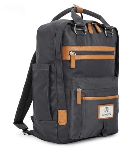 SEVENTEEN LONDON – 12L Laptop-Rucksack für Damen 13 Zoll Mädchen Jungen Schulrucksack Wasserabweisendes Nylon Tagesrucksack in Dunkelgrau für Universität/Reisen/Herren – 'Wimbledon'
