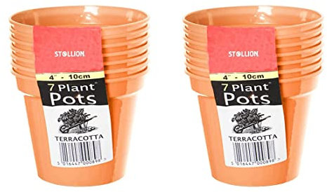 St@llion 5 vasi decorativi in terracotta robusti e leggeri in plastica, per interni, esterni, bonsai, aloe, erbe, orchidee, confezione da 2