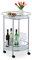Relaxdays Servierwagen, Rollen, 2 Etagen, Flaschenhalter, Glas & Chrom, HxD 77x56 cm, runder Küchenwagen, Silber/weiß