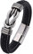 Skcess Lederarmband Herren Silber，Kettenarmbänder Lederarmband Mit Quadratischem Knoten Rostfreier Stahl Armbänder Männer 16.5cm