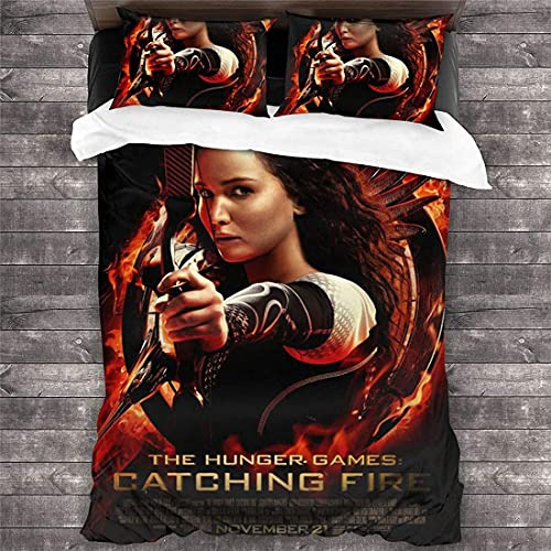ANSSON Mockingjay Bettbezug Kinder Bettwäsche Set,Katniss Everdeen Bettdecken Bezug & Kissenbezug 80x80cm Atmungsaktiv Bettwaren-Sets (135x200cm, Katniss1)