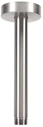 HarJue Ceiling Mounted Shower Arm, Rain Extension Arm with Flange and Teflon Tape, Stainless Steel Mount Extender for Fixed Head (6 Inch, Brushed Nickel)