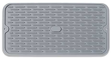 FOVNOT Abtropfmatte, Abtropfmatte Silikon Umweltfreundlich rutschfest und Leicht zu Reinigen Spülmaschinenfest Abtropfmatte Geschirr für Verwendung Küchentheke (Grey-15.75 * 7.87in)