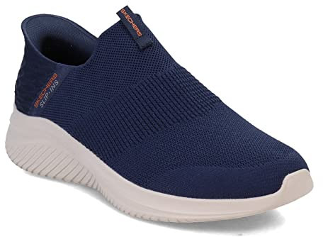 Skechers Homme Ultra Flex 3.0 Smooth Step Mocassin, Navy Knit/Trim, 42 EU Large