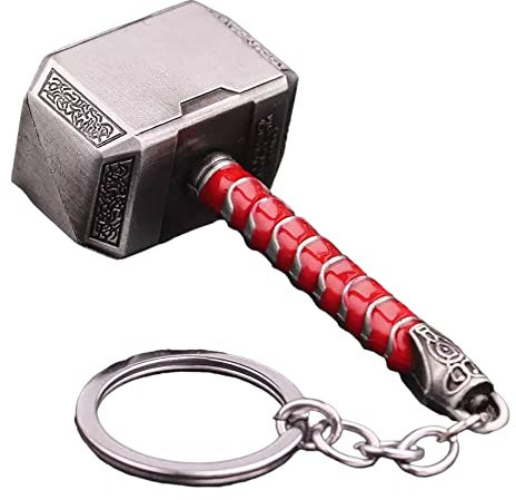 South Coast Jewellery Thor Thunder Hammer Solid Metal Keyrings Keychain Bag Pencil Case Charm Pendent Zip Accessory Silver