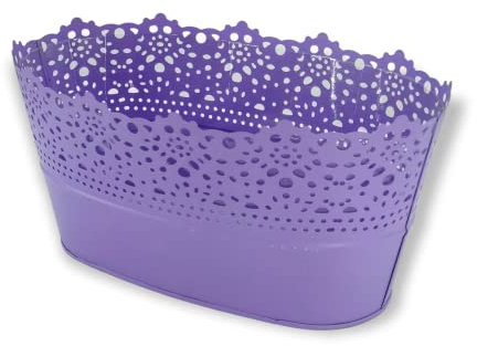 DARO DEKO Metall Blumentopf Schale lila 11 x 23cm mit Einsatz Über-Topf Pflanzgefäß Kräuter-Töpfe
