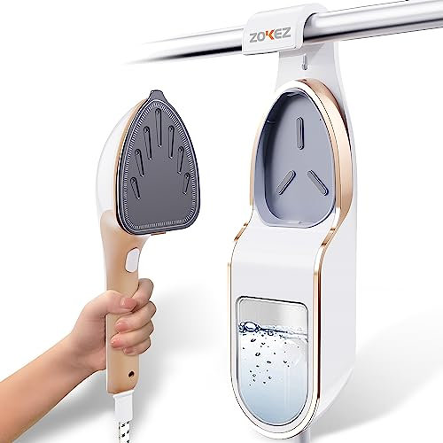 ZOKEZ Vaporizador de mano para ropa, suela extragrande de 1500 W, tanque desmontable de 330 ml, uso horizontal y vertical 2 en 1, removedor de arrugas de tela, sin fugas de agua y apagado automático