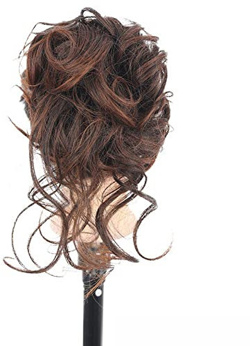 Generic Chignon désordonné, extensions de cheveux ondulés, queue de cheval, postiche à pince avec cheveux attachés, 25 x 15 cm