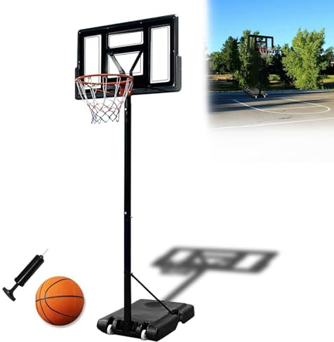 Froadp Basketballkorb für Indoor Outdoor Basketballständer 230-305cm Höhenverstellbar Basketballanlage mit Ständer Basketbälle und Aufblasbare Pumpen Portable Basketballkörbe für Kinder Erwachsene