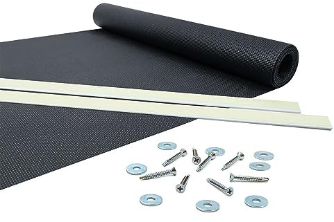 Giuri Tessuti - Fasce in PVC Microforato Mesh per Copertura ad Onda di Gazebo e Pergola - Telo ombreggiante ignifugo (Nero, 50x450cm)