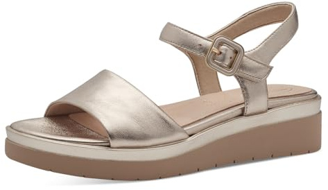 Tamaris Comfort Damen Sandalen flach aus Leder mit Klettverschluss