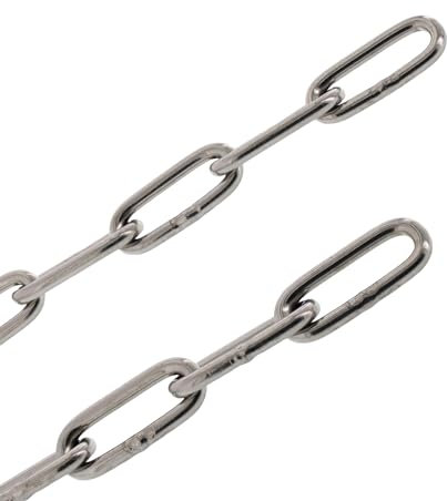 ToniTec Edelstahlkette 5mm langgliedrig Gliederkette 5m nach DIN 763 Kette aus Edelstahl mit 160kg Tragkraft