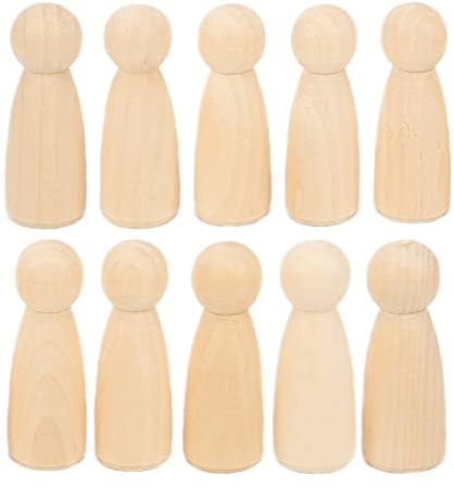 Wifehelper 10 Pcs Unfinished Wooden Peg Doll, People Figures, Wood Mini Puppets Doll Bodies, Enhance Hands On Skills, Doll Accessories Decoration for DIY Art Painting Craft, 75MM