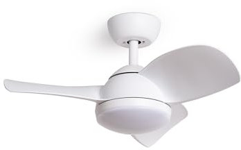 TECHBREY Ventilatore da Soffitto Silenzioso Poros 76cm Motor DC Bianco Telecomando Con Luce No Bianco