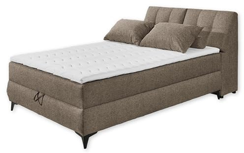 ATLANTIS 6 Boxbett 140x200 in Espresso - Bequemes Doppelbett mit Bettkasten und Kaltschaum Topper - 145 x 102 x 240 cm (B/H/T)