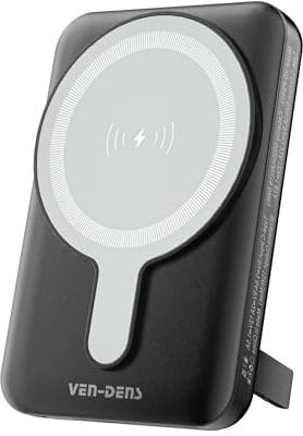 VEN-DENS Wireless Power Bank 5000mAh-15W Wireless Charging-20W PD Fast Charging- Built-In Stand-Smart Chip- Type C Input/Output-Compatible with iphone12/13/14/15/Pro/Max-Type C Device