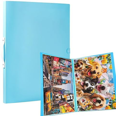 YMNLWZ Puzzle de rangement de 1000 pièces de grande capacité, 20 poches transparentes, portable, résistant à la poussière et aux taches, convient pour les amateurs de puzzle pour collectionner des