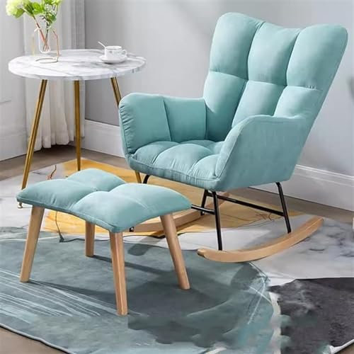 JIESOO Rocker Glider Chair mit Ottomane Moderner Schaukelstuhl Wohnzimmersessel Stoff-Liegestuhl Aus Der Mitte Jahrhunderts,Freizeit-Sofa-Seitenstuhl, Schlitten-Designprinzipien(Color:Mint Green)