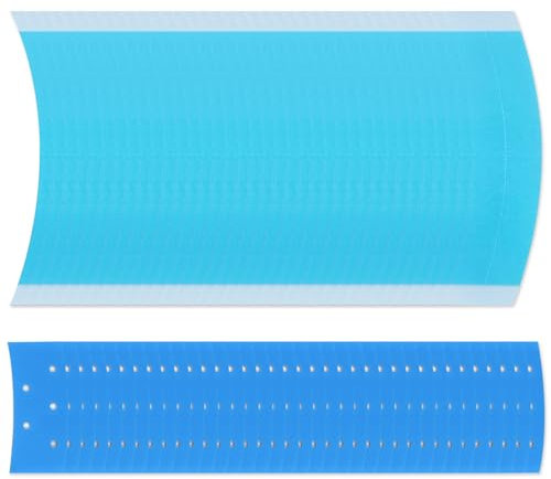 ROMOLY Biadesivo per Extension – Extra Forte e Impermeabile, Perfetto per Extension Capelli e Parrucche – Set da 72 Pezzi di Nastro Biadesivo Blu Curvo per Extension