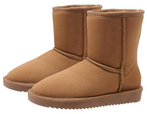 OutPro Stivali da neve da donna, invernali, da donna, foderati, comodi stivali con fodera in pelle scamosciata vegana, perfetti per lo sci e per il divertimento all'aperto, marrone 42, marrone, 42 EU