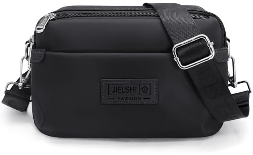 YERUUE Umhängetasche Damen Crossbody Bag Wasserdichte Handtasche Taschen Elegant Bauchtasche mit Abnehmbarem Schultergurt fur Tägliches Arbeiten, Einkaufen,Reisen (Schwarz)