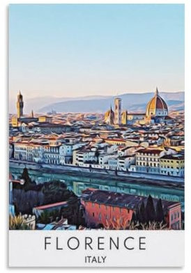 Jdjdu Florenz Italien Vintage Reiseposter Geschenk Wanddekoration Gemälde Poster Leinwand Kunst Poster